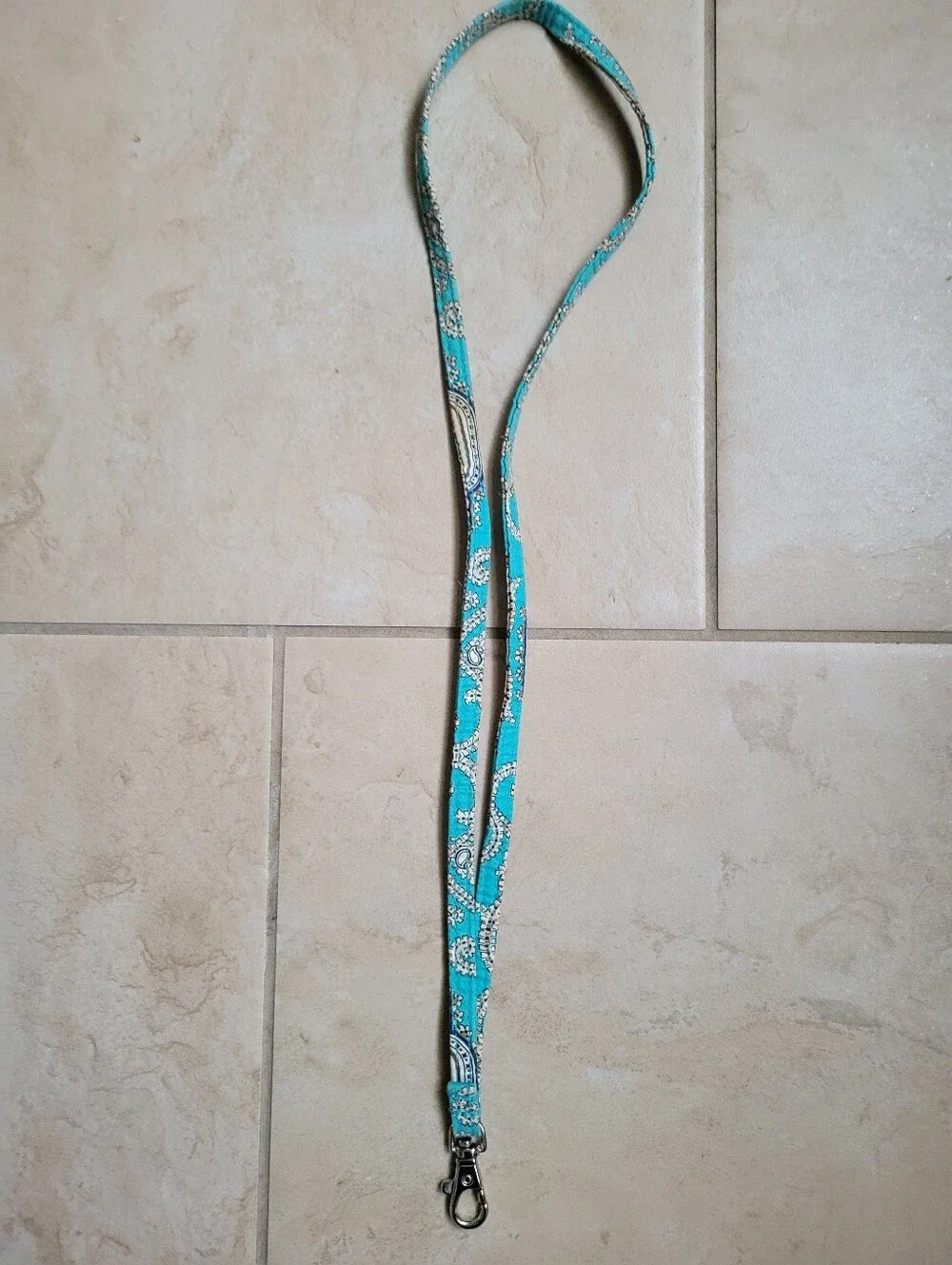 Vera Bradley Turquoise Printed Lanyard with Clip